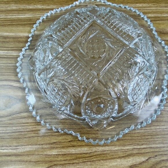 Vintage Pressed Domed Glass Butter Dish Round Clear Aztec Sunburst - Picture 6 of 7